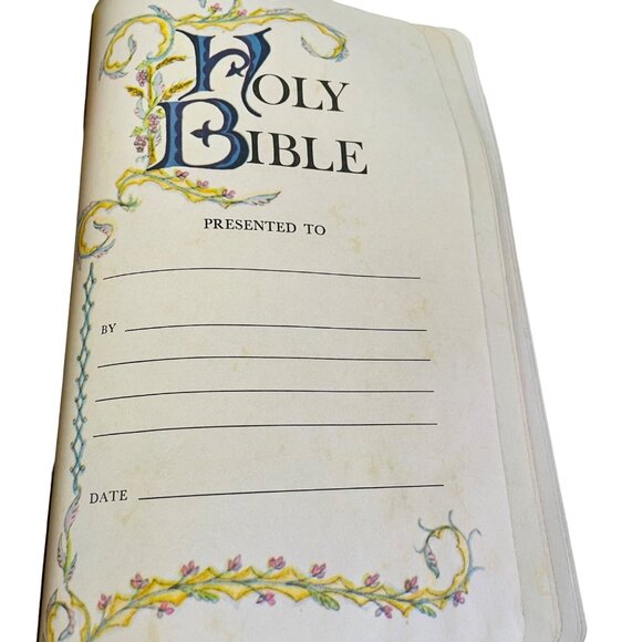 Holy Bible Large Print Black Pleather Cover Gold Gilded Edges 9 1/2x 2" x 6 1/2" - Picture 13 of 13